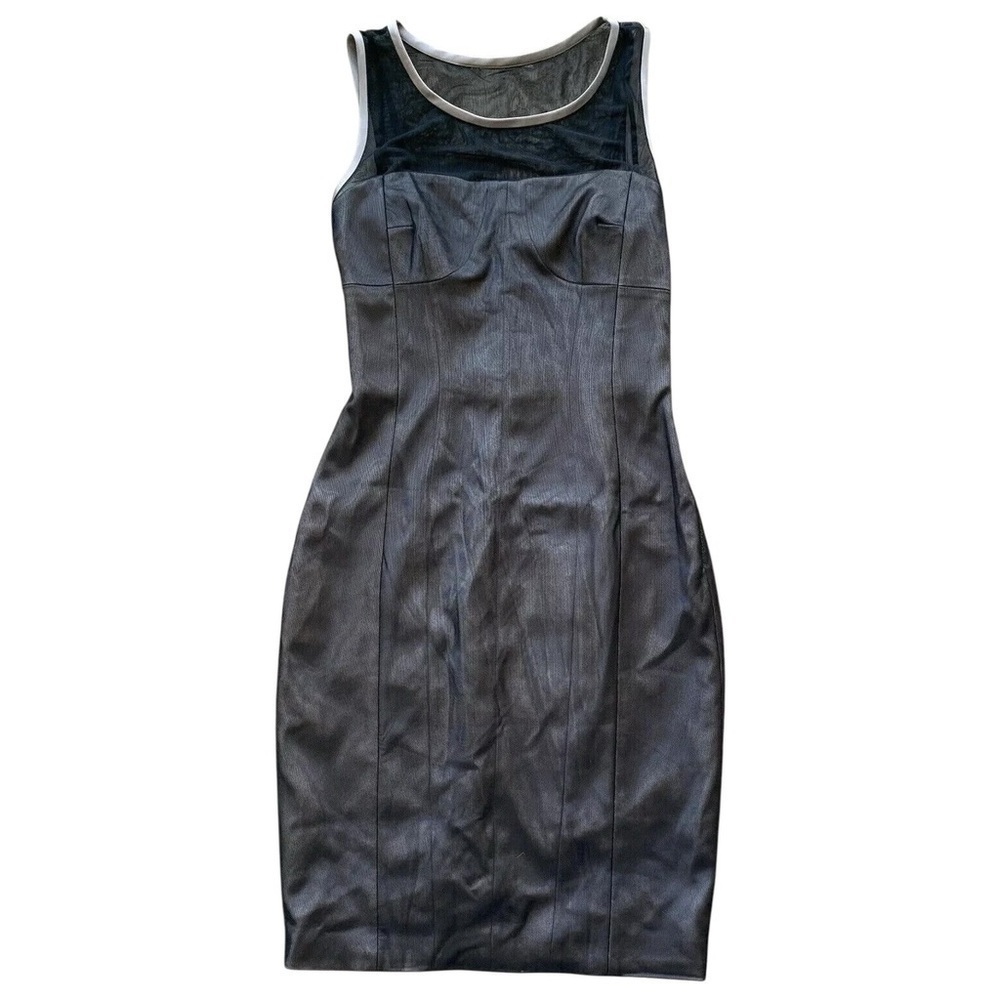 Karen Millen Sheer Panel Sleeveless Cocktail Dress Black Gray Size US 6 UK 10
